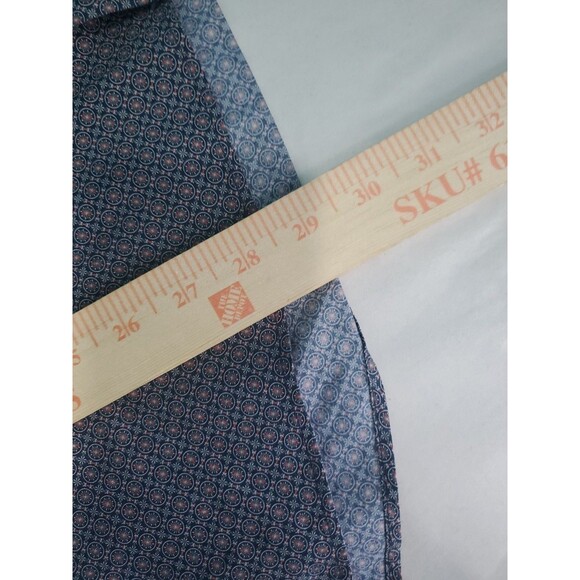 Mens Button Front Shirt Xl Geometric Print Collared Blu By Polifroni Lightweight - Picture 10 of 11